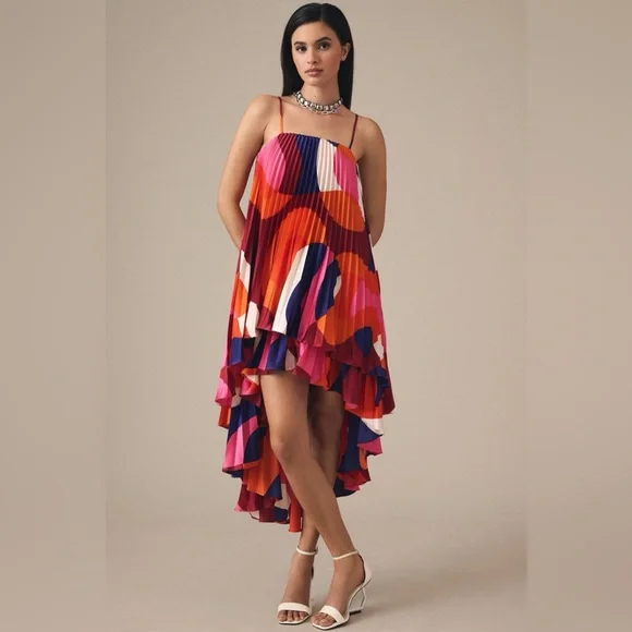 Anthropologie Hutch Tiered High-Low Pleated Dress Size S NWT - Picture 4 of 16